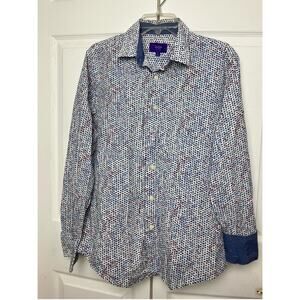 Tallia Men's Colorful Pattern Long Sleeve Casual Button Down Size M 15 1/2